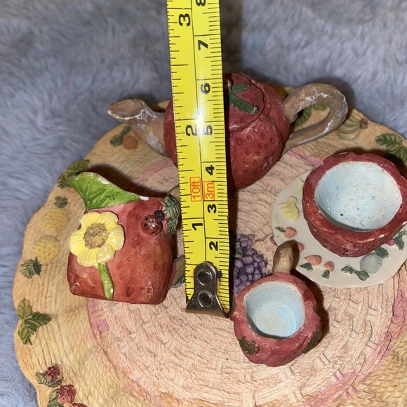 Vintage Albert E Price Miniature Strawberry Tea Set 7 Piece - Picture 8 of 8